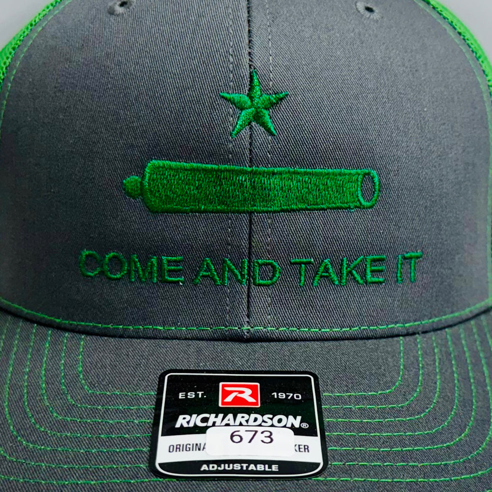 Come and Take It Richardson 112 Trucker Hat – Charcoal/Kelly