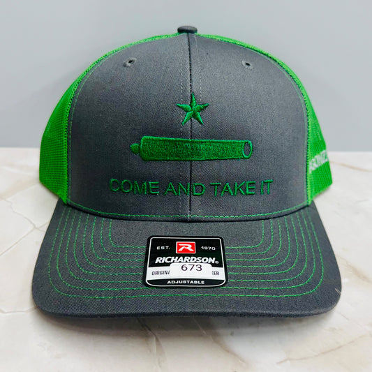 Come and Take It Richardson 112 Trucker Hat – Charcoal/Kelly