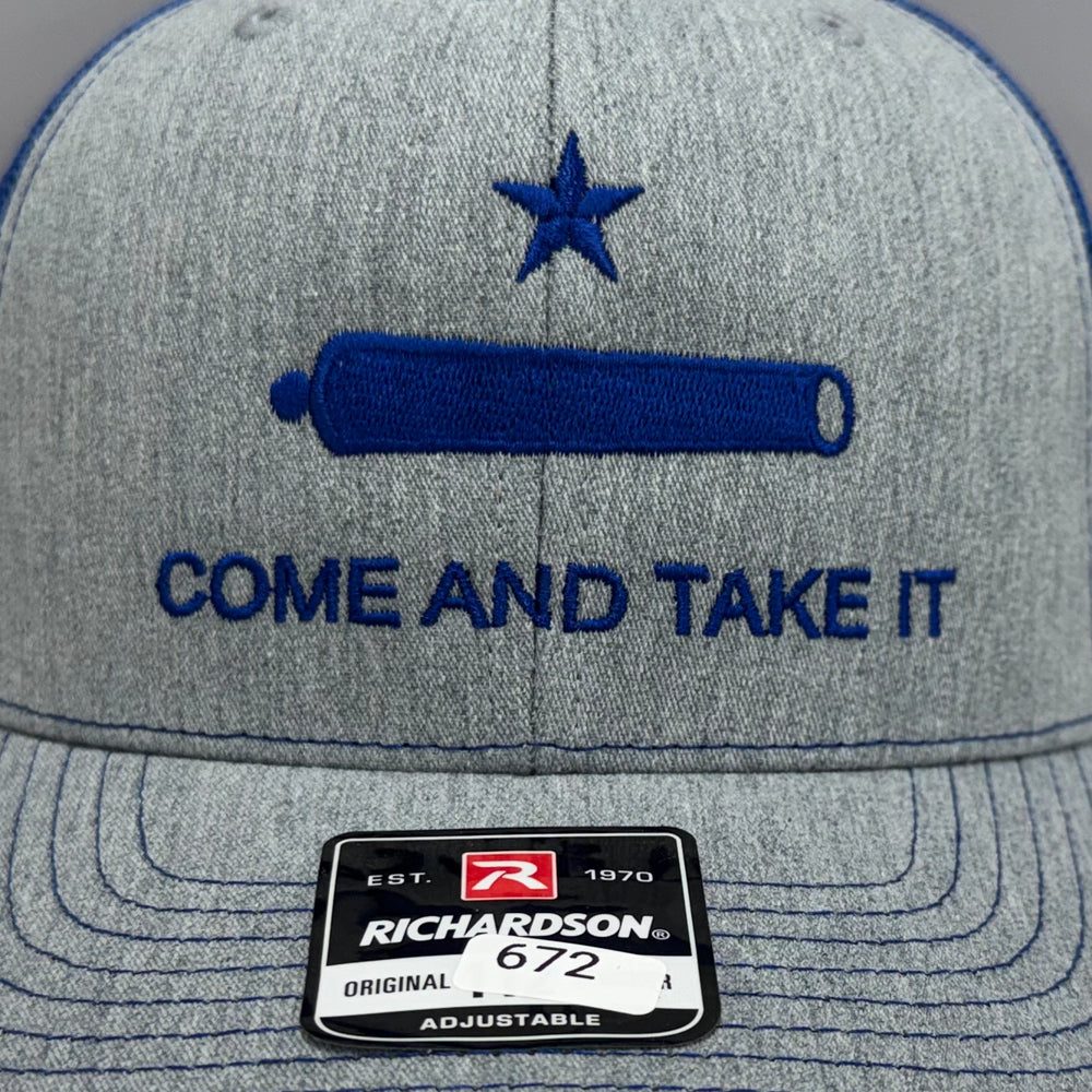 Come and Take It Richardson 112 Trucker Hat – Heather Grey/Royal