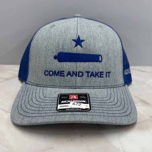 Come and Take It Richardson 112 Trucker Hat – Heather Grey/Royal